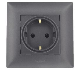 Power socket no frame grounded with curtains Legrand 768315 1 sectional black