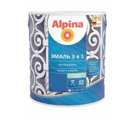 Эмаль Alpina 3 in 1 RAL9005 черная 2.5 л