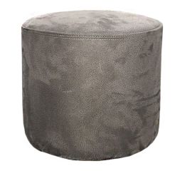 Round pouf alcantara grey