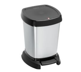 Trash can with pedal Rotho 6L PASO black-silver