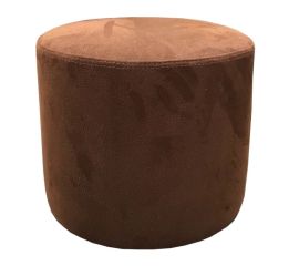 Round pouf alcantara neutral brown