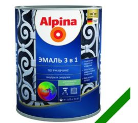 Enamel soil on rust 3 in 1, color:Alpina green RAL 6002 2,5L
