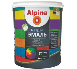 Эмаль акриловая Alpina АКВА шелковисто-матовая 1.1 кг