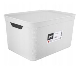 Storage basket with lid Rotho DECO 16L white