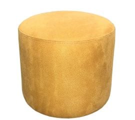 Round pouf alcantara yellow