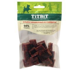 Кубики мраморные говядина для собак золотая коллекция TitBit 80 гр