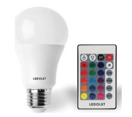 Lamp LED E27 9W RGB remote control Ledolet
