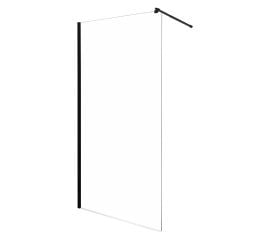 Shower glass transparent glass profile black with wall mount SUNWAY 90x200cm-6mm