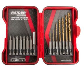 Set of screwdriver bits and drill bits Raider 157795 15 pcs
