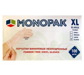 Перчатки виниловые неопудренные Monopak 02444 XL 100 шт