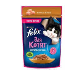 კატის საკვები Felix Kitten ქათამი ჟელეში 75 გ