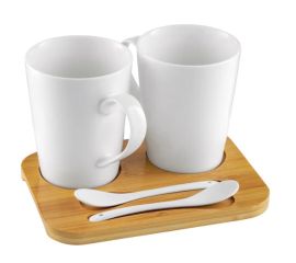 Set of mugs with a spoon Ambition Natural 450 ml 2 pcs