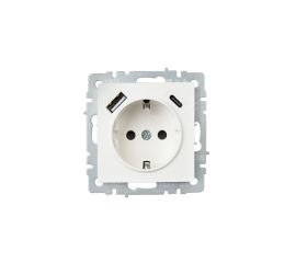 Socket IEK BRITE 1 16A USB A C Rush11-1-Brj with grounding without frame