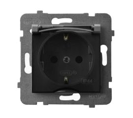 Power socket grounded with cover no frame Ospel Aria GPH-1US/m/70/d 1 sectional IP44 gray matt