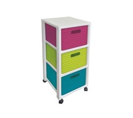 Chest of drawers with rollers Rotho COUNTRY 3xA4 colored