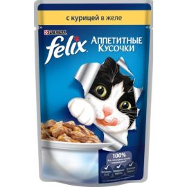 საკვები კნუტებისთვის ჟელე ქათმით Felix 85 გ