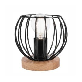 Table lamp Lamkur TIMO 1 E27 oak black 45306