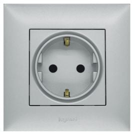 Power socket no frame grounded Legrand 768214 1 sectional silver