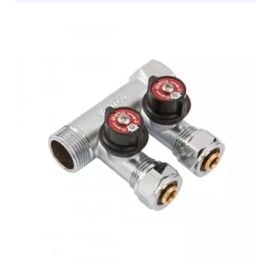 Connecting manifold with a valve for two outlets ARCO 3/4*3*16