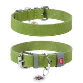 Leather dog Collar WAUDOG Classic 21-29cm light green