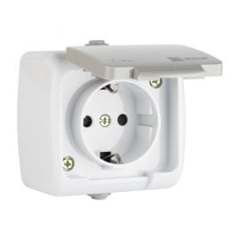 Power socket grounded with curtain, with lid EKF EFR16-029-30-54 IP54 1 sectional grey