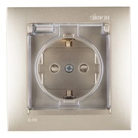 Power socket grounded with curtains, with cover Simon 15 1590450-034 1 sectional champagne