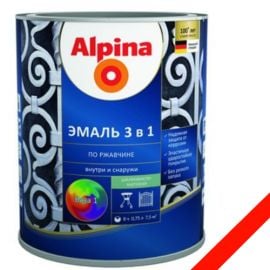 Enamel soil on rust 3 in 1, color:Alpina red RAL 7040 0,75L