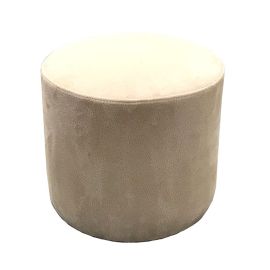 Round pouf alcantara light beige