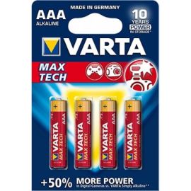 Батареика VARTA Alkaline Max Tech AAA 1.5 V 4 шт