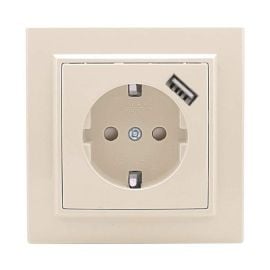 Socket EKF 16A with USB port with grounding beige