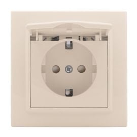 Power socket grounded with a cover, with curtains EKF ERR16-029-200-44 IP44 1 sectional beige