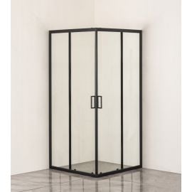 Shower cabin with transparent black profile square without shower tray SUNWAY 824BN-90X90X180cm (4mm