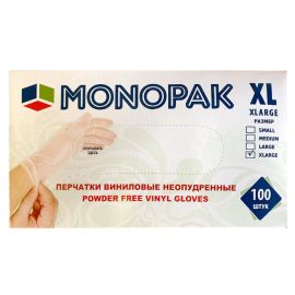Перчатки виниловые неопудренные Monopak 02444 XL 100 шт
