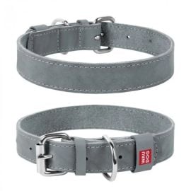 Leather dog Collar WAUDOG Classic 21-29cm gray