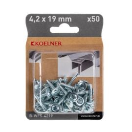 Self-drilling screw for thin plates with press washer Koelner 50 pcs 4.2x19 mm B-WFS-4219 shiny