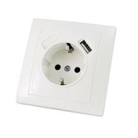 Power socket grounded + USB TDM SQ1814-0040 1 sectional white
