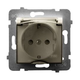 Power socket grounded with cover no frame Ospel Aria GPH-1US/m/27/d 1 sectional IP44 beige
