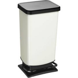 Trash can with pedal Rotho 40L PASO black-white