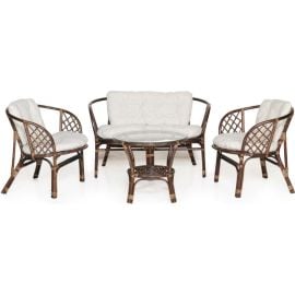 Set of garden furnitiure rotange BAHAMA table sofa two chairs Frame dark