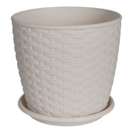 Plastic flower pot with a stand Aleana Rotang 16x15 white rose