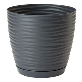 Plastic flower pot with a stand FORM PLASTIC Sahara petit 3042-014 Ø27 anthracite