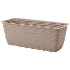 Flowerpot Form-Plastic Sahara box with saucer 40 taupe