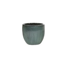 Ceramic pot Mega Collections Portly Egg Rib Moss Green 20x18cm 5l