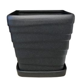 Ceramic pot Oriana Square Wave №3 black