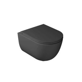 Wall mounted toilet bowl with lid GALASSIA Dream Matt Black 52x36 cm