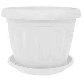 Plastic flower pot with stand Aleana Terra 20x15 white