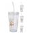 Glass cup with lid and straw Koopman 3ASS 400 ml