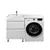 აბაზანის ტუმბო ხელსაბნით მარცხენა WING 60-W L white Rodeo-120 L სარეცხი მანქანისთვის