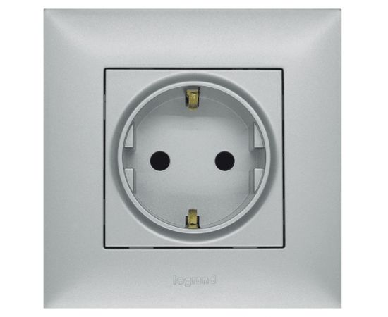Power socket no frame grounded with curtains Legrand 768215 1 sectional silver