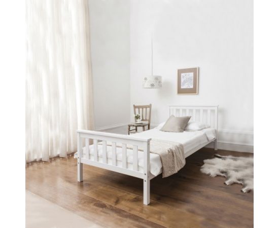 Wooden bed white. 90*190+Commode white. 44 x 40 x 30